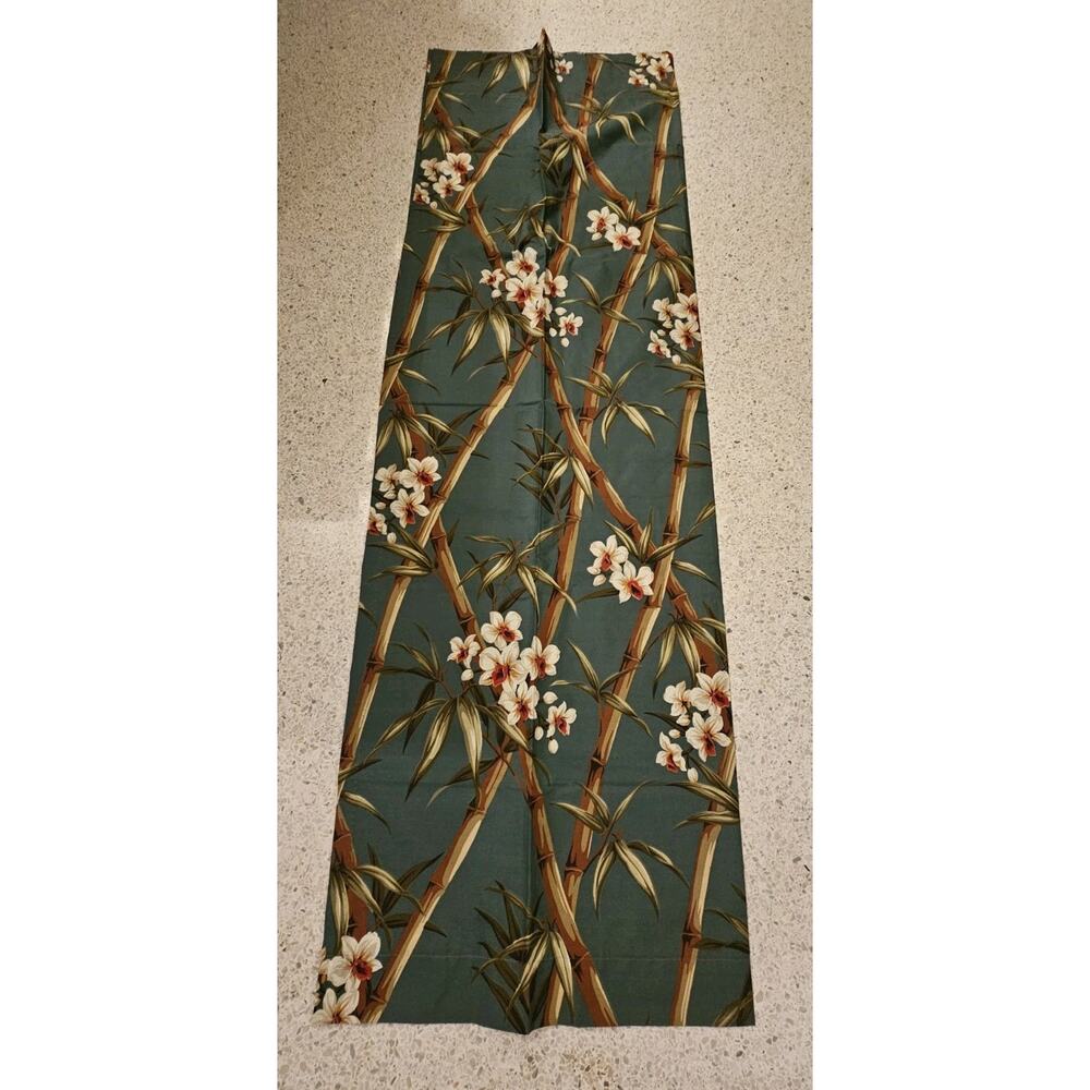 JC Penney Tropic Green Curtain Set‎ W/ Tie Backs Teal Bamboo 84” W X 84" L Tiki